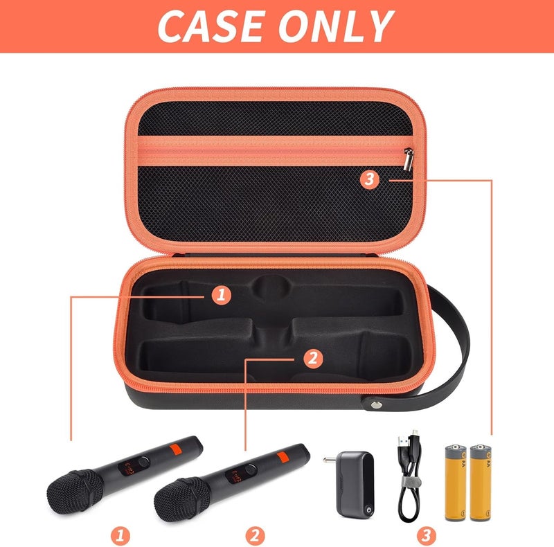 GWCASE Wireless Microphone Case For JBL Wireless Two Microphone System & PartyBox Mic, Handheld Dual Mic Bag for Singing or Karaoke for Receivers, Adapters, AA Batteries and Other Accessories(Box Only) - Image 2